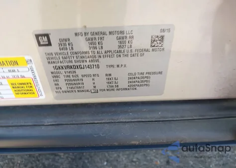 2016 GMC Acadia Slt-1 из США, поврежденный, VIN 1GKKVRKDXGJ143710